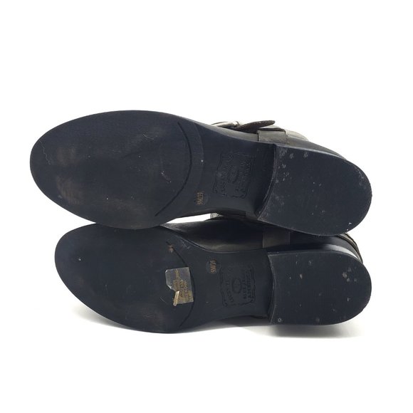 Lucky Brand May Tall Boho Grey Leather Pull On Embroidered Riding Boots Size 9 - Picture 10 of 13